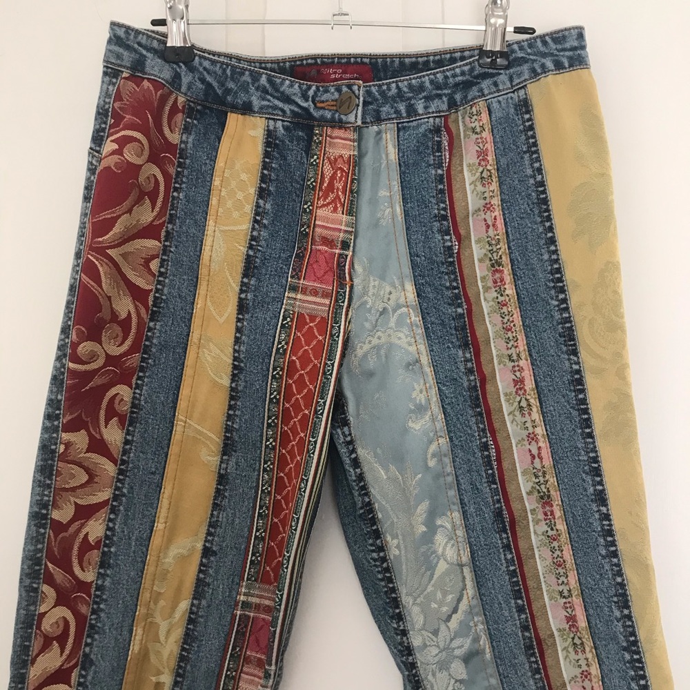 Vintage patchwork design flared jeans